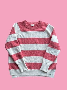 Caslon Pink Cream Striped Knit Sweater Size XL